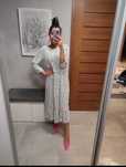 Zara HIT blogerska sukienka midi maxi z falbanami w grochy kropki L