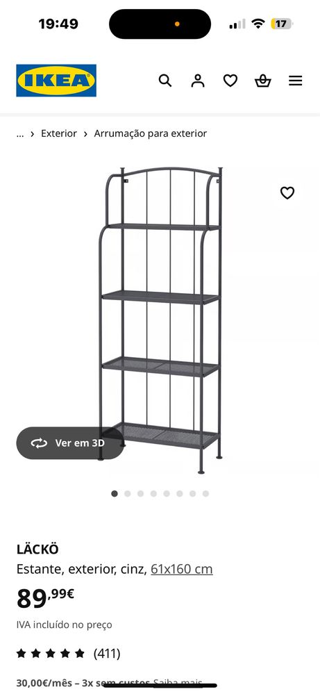Estante LÄCKÖ preta IKEA como nova