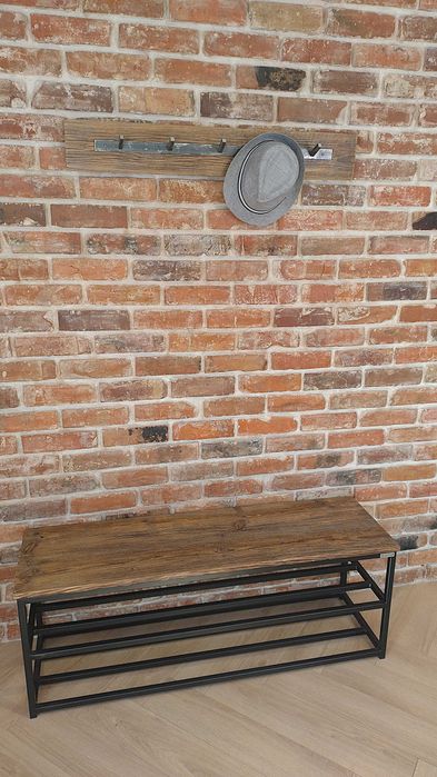 Szafka na buty loft – stare drewno i stal, darmowa dostawa
