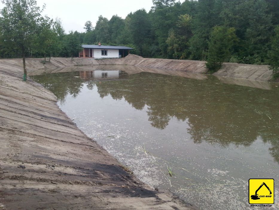Kopanie i odmulanie stawów, wynajem koparki long reach MAZOWIECKIE
