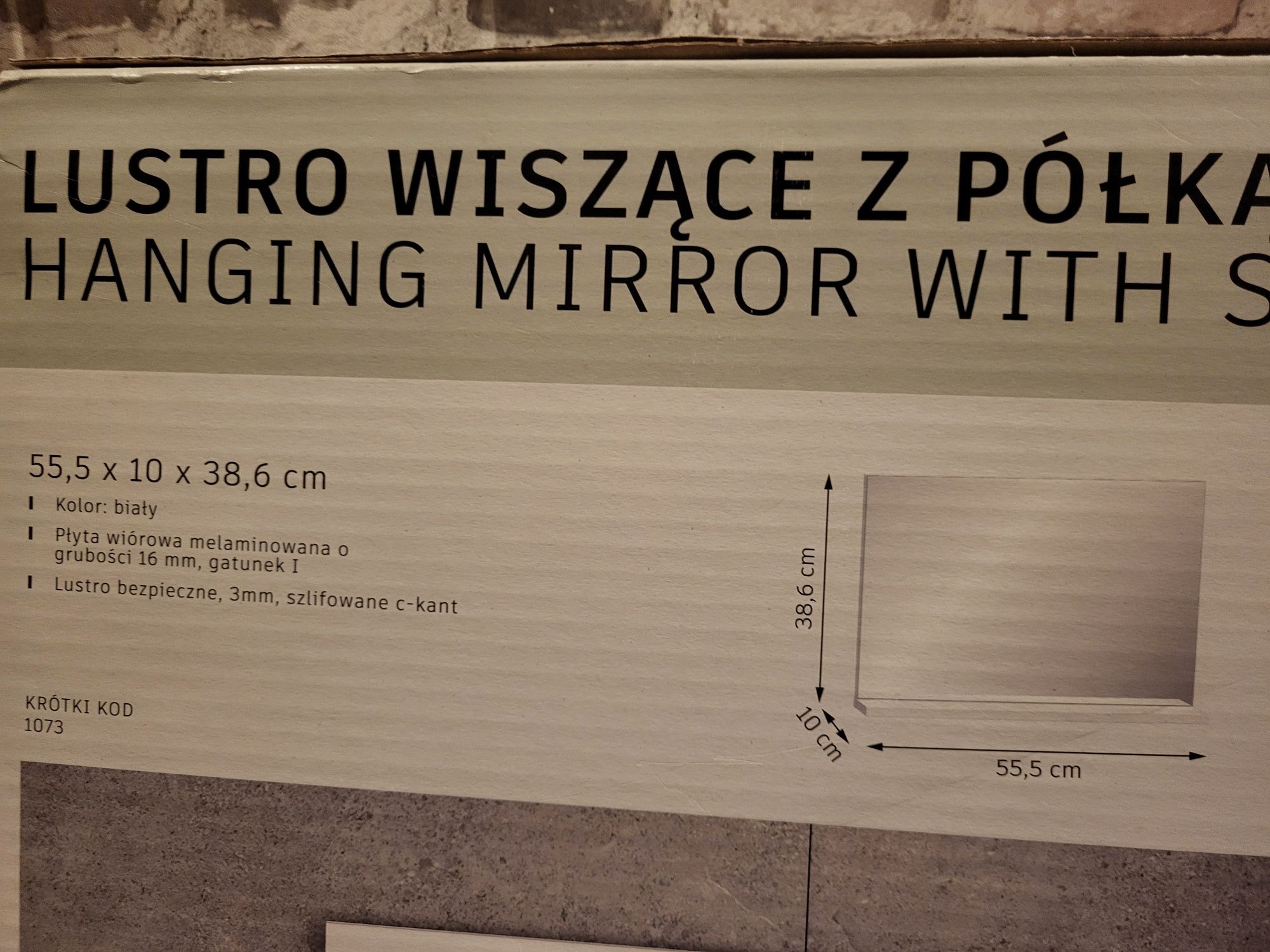 Lustro wiszące z półka łazienkowe