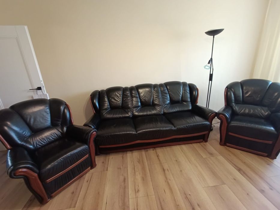 Meble skórzane z funkcją spania pełna skóra 3+1+1