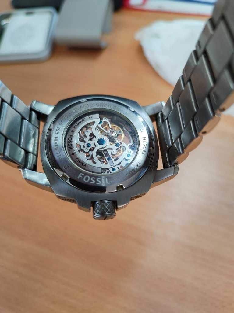 Fossil ME3081 nowoczesny męski zegarek automatyczny półszkielet