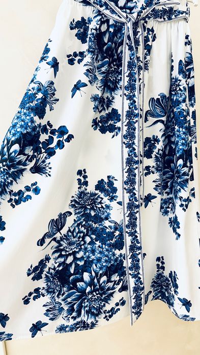 Спідниця довга H&M біла синя в стилі Zimmermann міді котонова літня XS