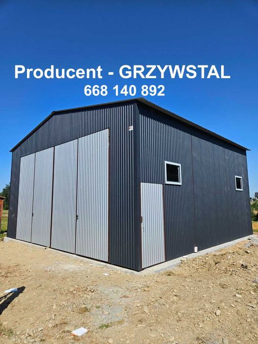 Wysoki Grafitowy GARAŻ BLASZANY|Wiata|Hala|Magazyn|Silos - GRZYWSTAL