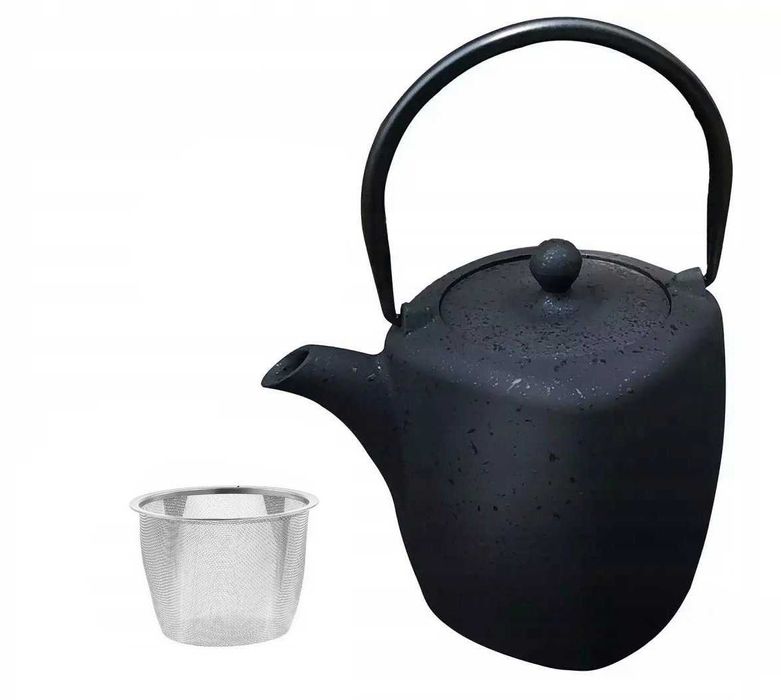 Duży Czajnik imbryk ŻELIWNY z sitkiem, zaparzacz do parzenia herbaty
