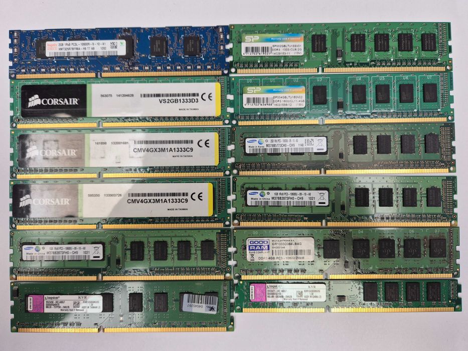 Zestaw pamięci RAM DDR3 – 1GB /  2GB / 4GB – łącznie 30GB