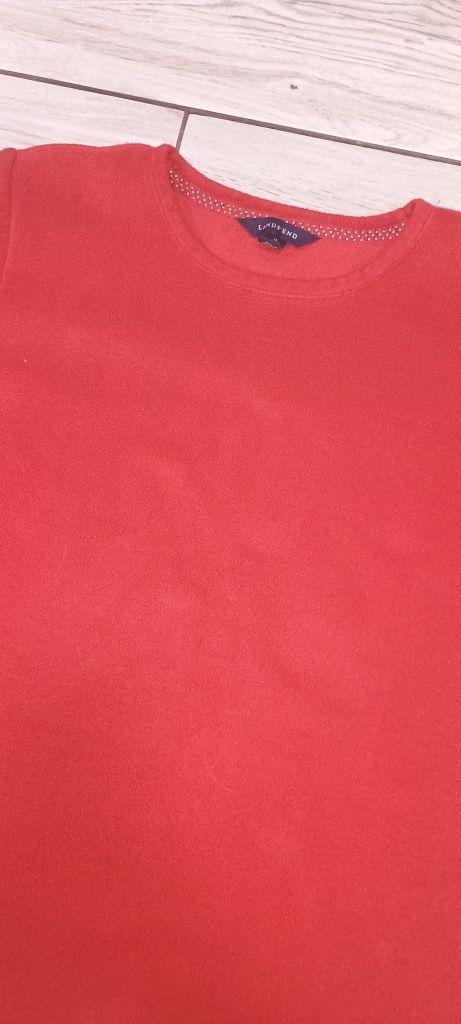 Bluza dresowa czerwona z polaru rozmiar M/L Lands'end