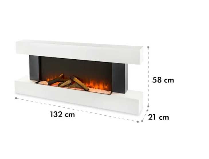 Kominek elektryczny wiszący 1000/2000W MDF pilot biały Klarstein NOWY