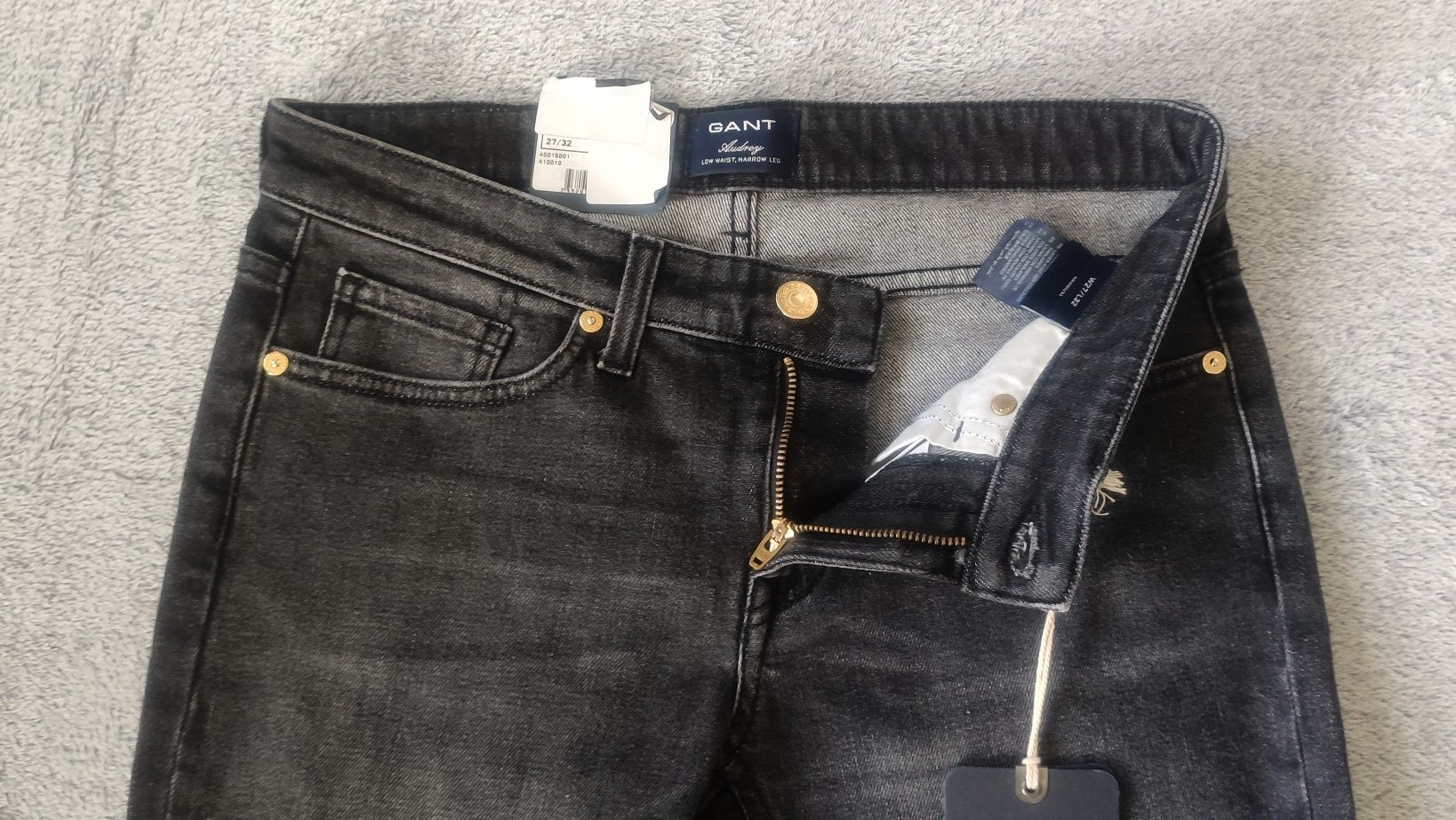 Damskie jeansy GANT slim W27 L32 nowe czarne premium classic