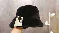 Pluszowy kapelusz elegancki czarny H&M