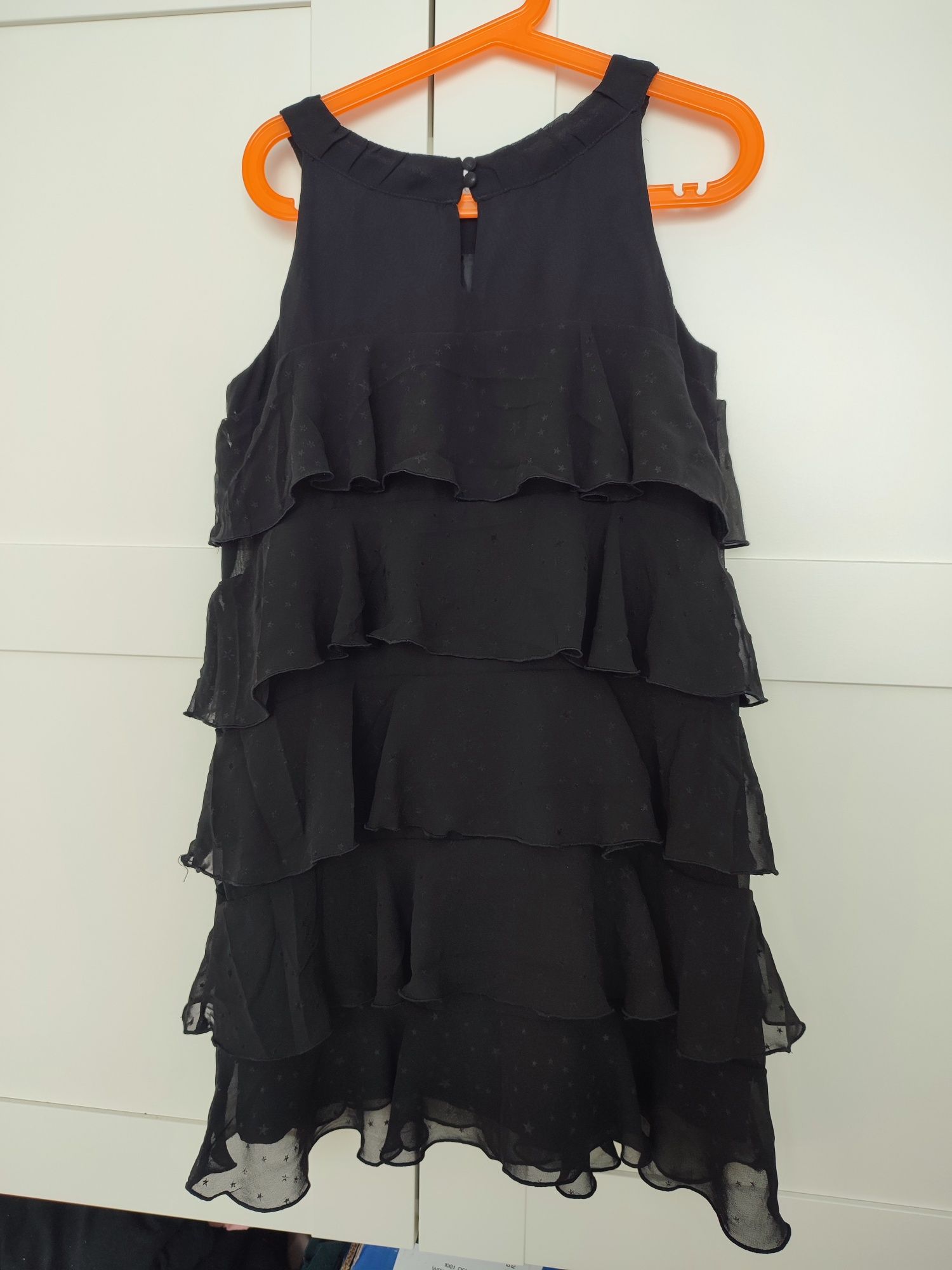 Sukienka czarna 140cm H&M falbany