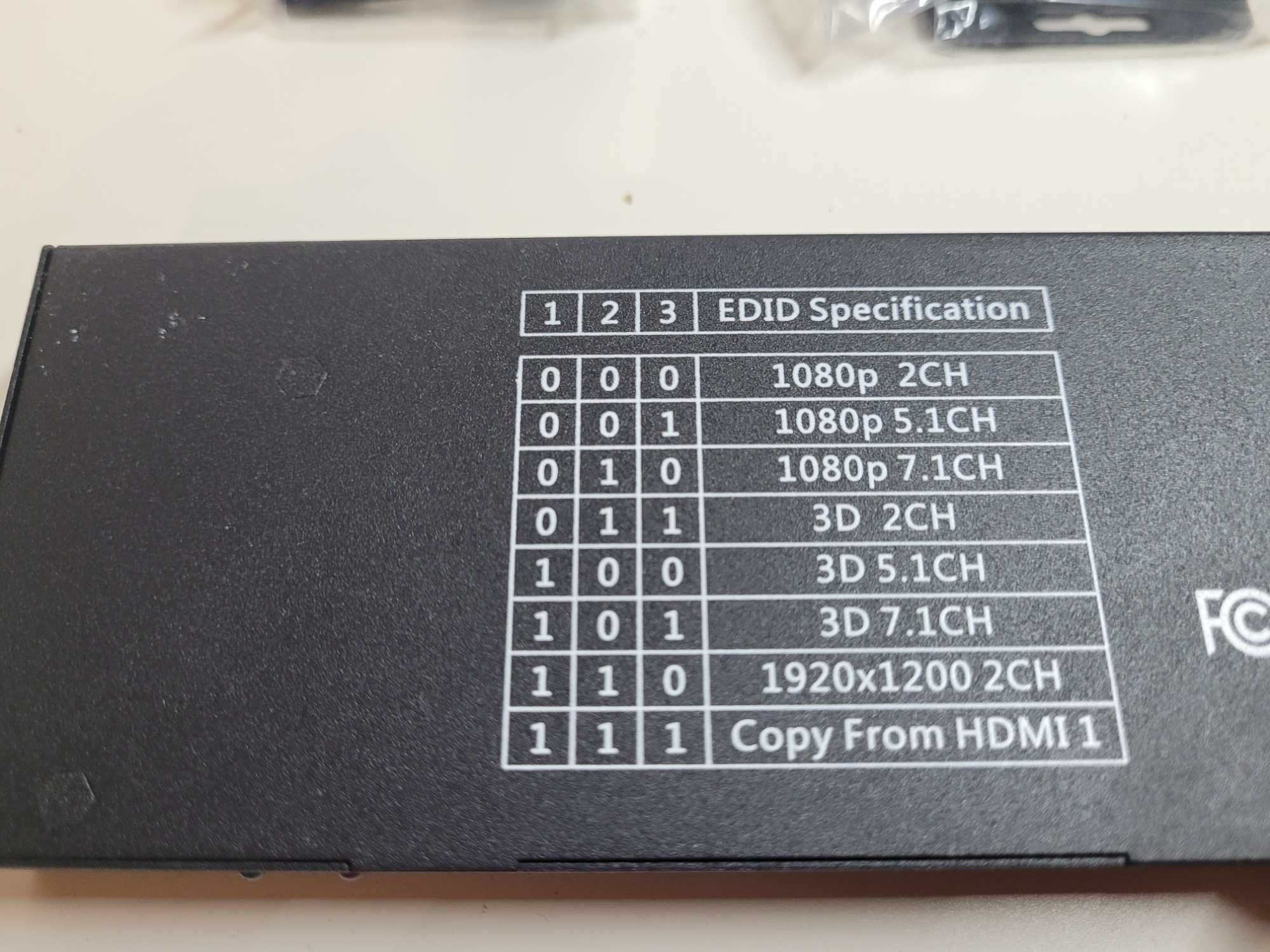 Rozdzielacz HDMI VEDINDUST 1 wejście 2 wyjścia  Ethernet HDMI
