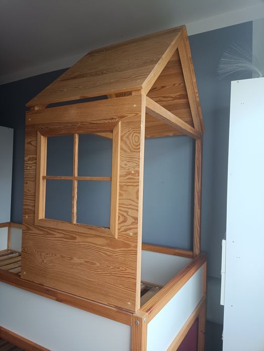 Drewniany domek nadstawka nad łóżko pasuje do Ikea kura