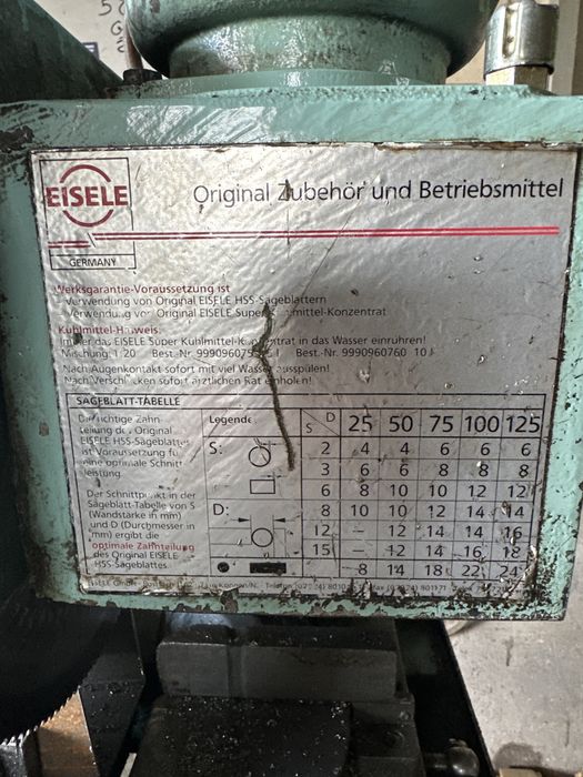 Piła do metalu tarczowa eisele wolnoobrotowa