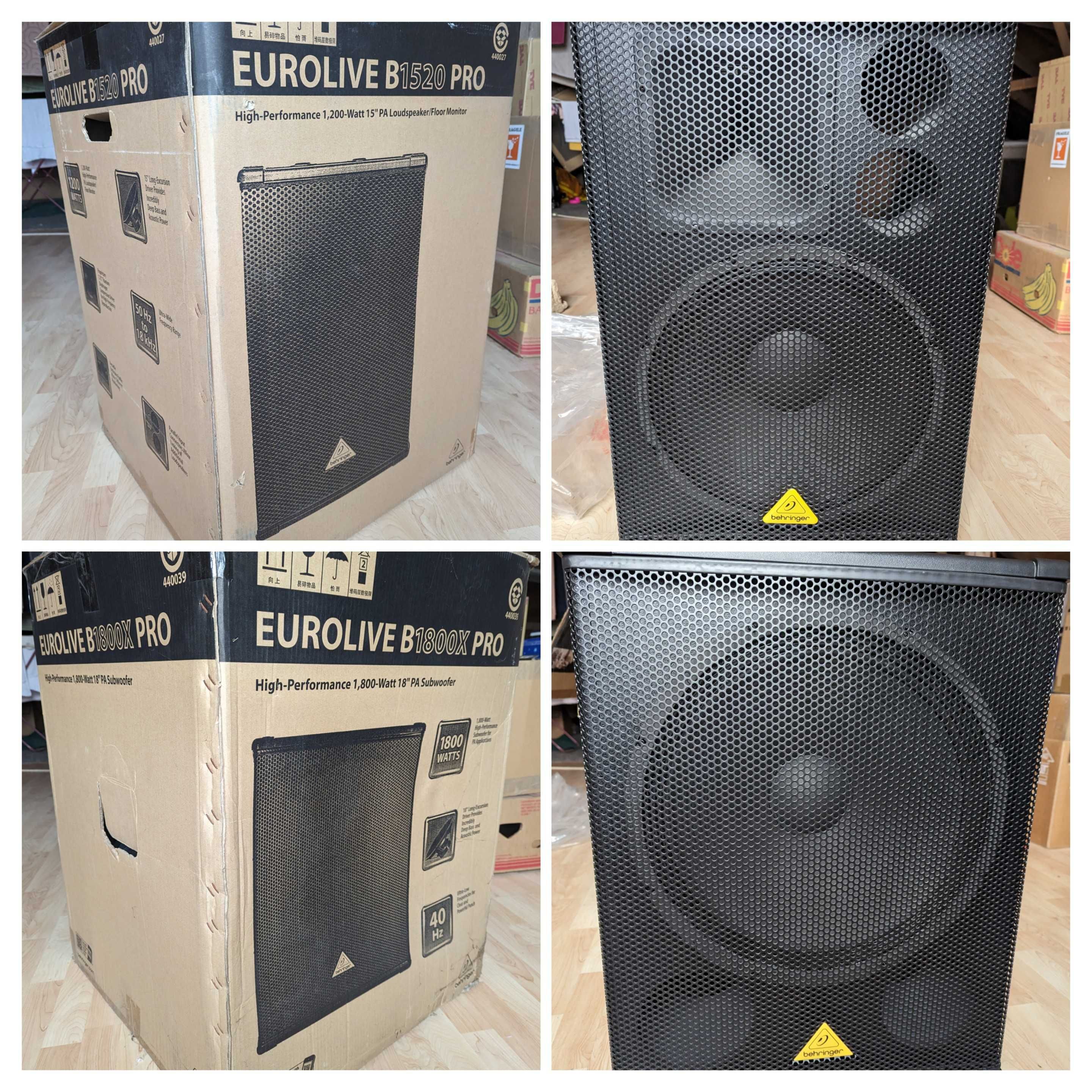 2x Behringer B1520 PRO, 2x Behringer B1800x PRO