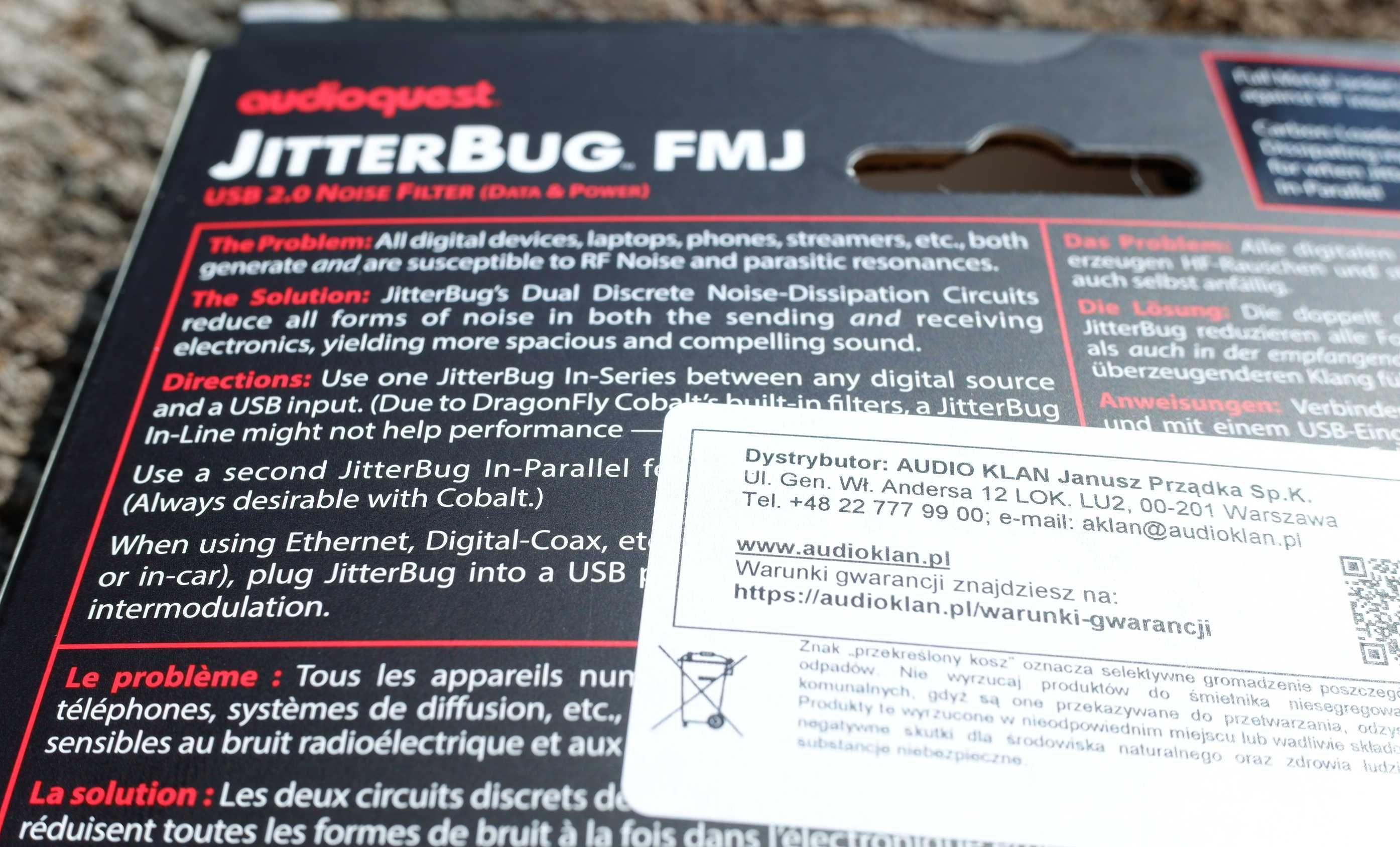 Filtr szumów danych i zasilania USB AudioQuest JitterBug FMJ