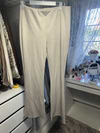 H&M beżowe spodnie dzwony szeroka nogawka