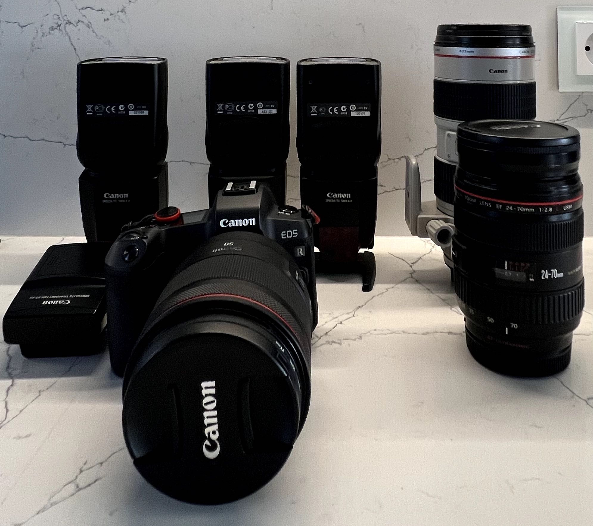 EOS R + Obiektywy R-ki i L-ki + Lampy