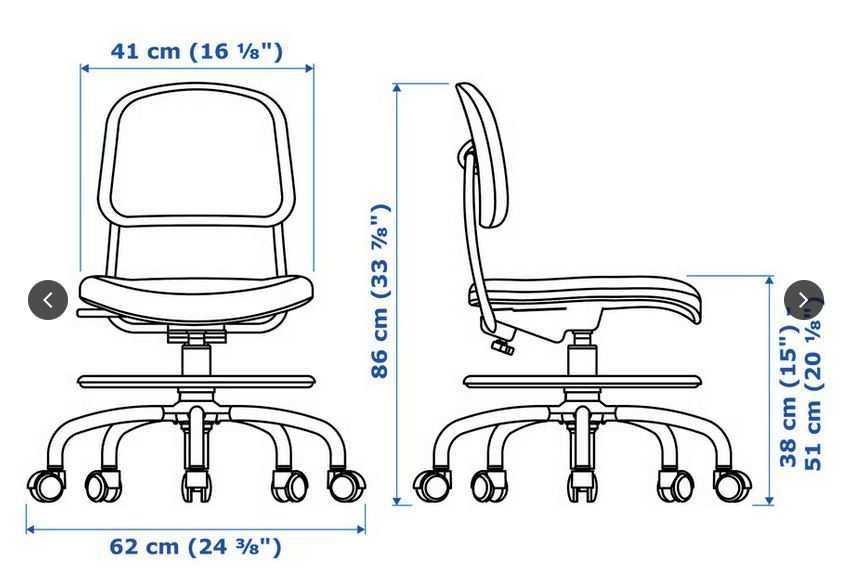 Dziecięce krzesło biurowe (Ikea VIMUND)