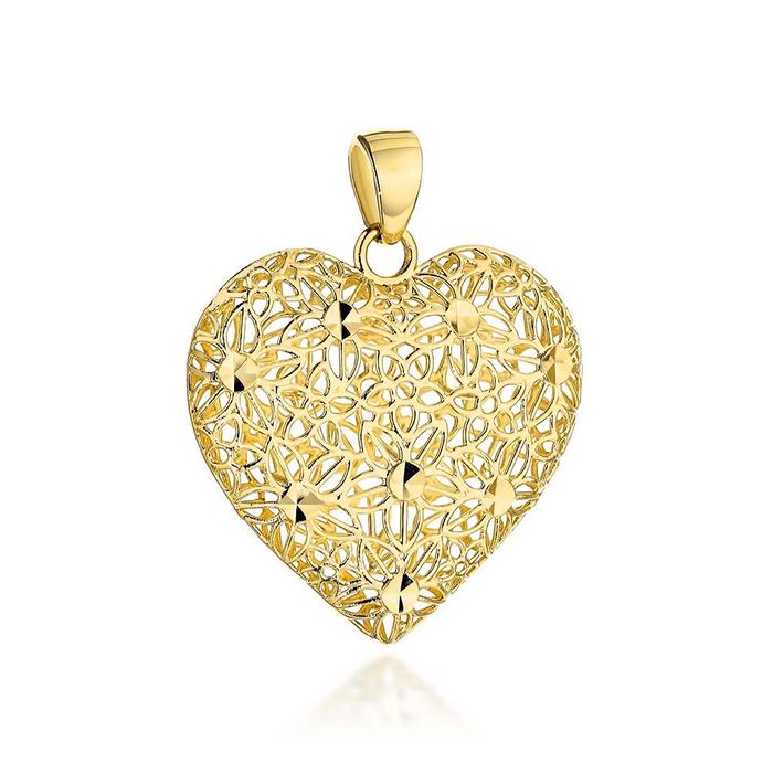 Złota Zawieszka Próba 585 Ażurowe Serce Wysyłka/Kurier/Pobraniem