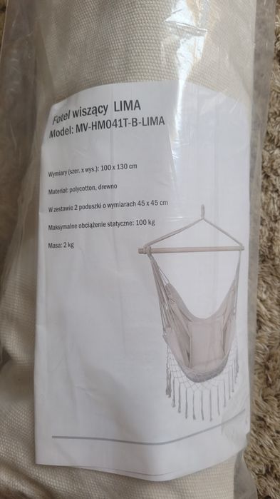 Nowe krzesło brazylijskie fotel wiszący boho beż + 2 poduszki