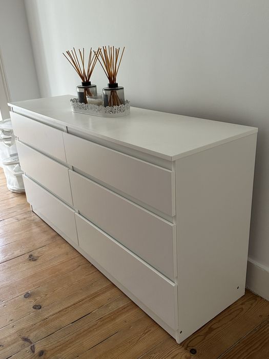 Comoda branca quarto 6 gavetas