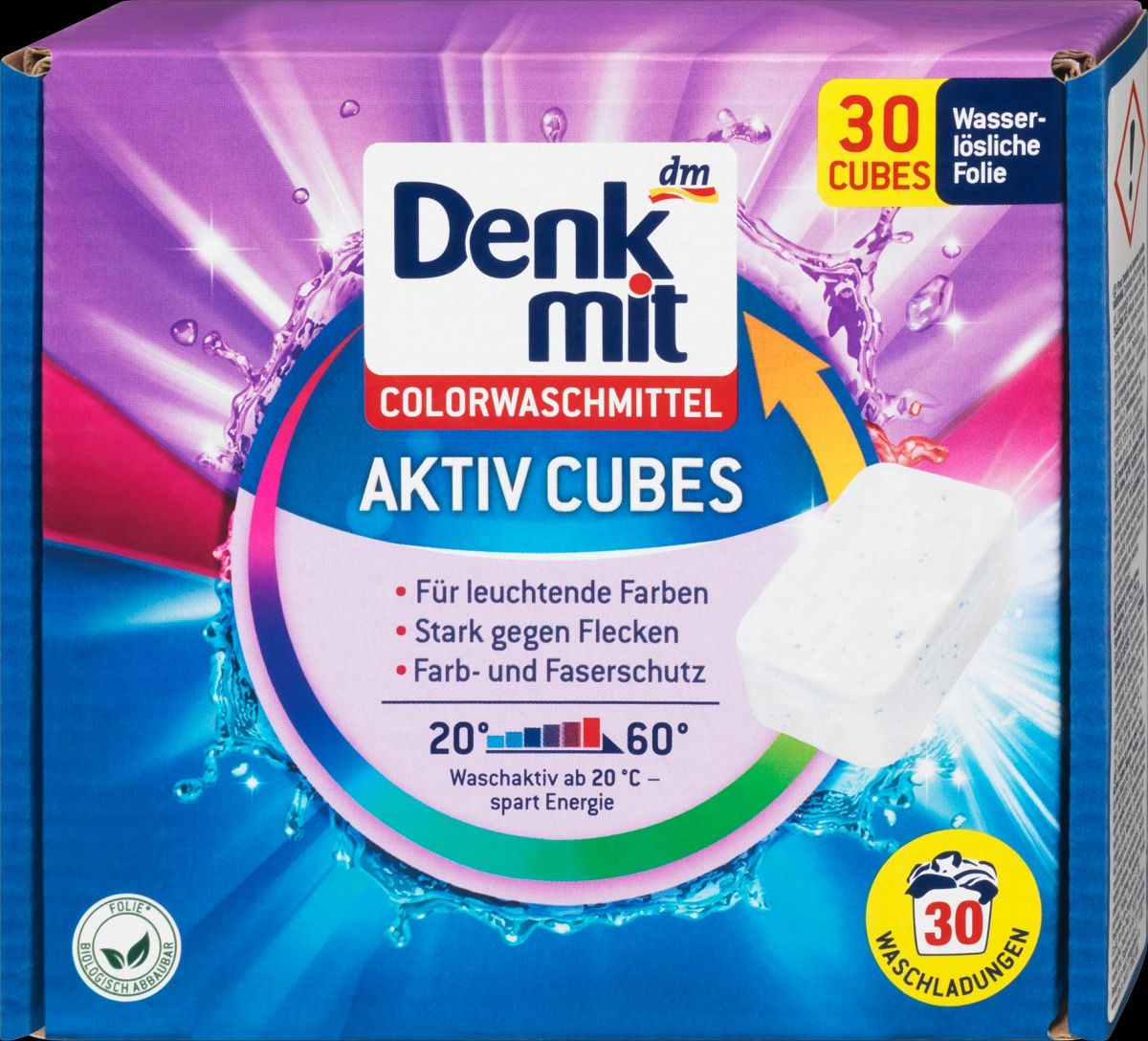 КОНЦЕНТРОВАНІ кубики для прання Denkmit Aktiv Cubes 30шт