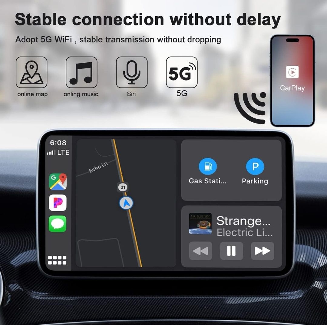 Bezprzewodowy adapter samochodowy Play Car Play Czarny