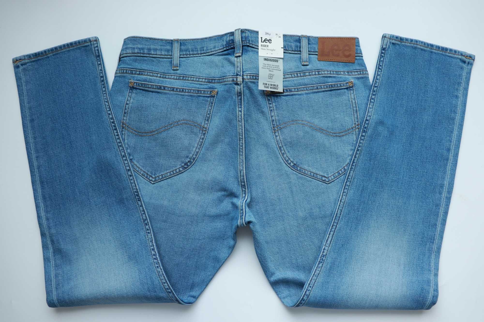 LEE RIDER W36 L30 męskie spodnie jeansy slim straight nowe okazja