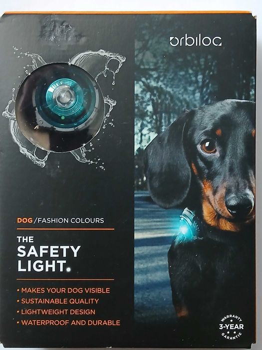 Lampka LED Orbiloc na obrożę Orbiloc turkusowy kolor*nowa*orygina