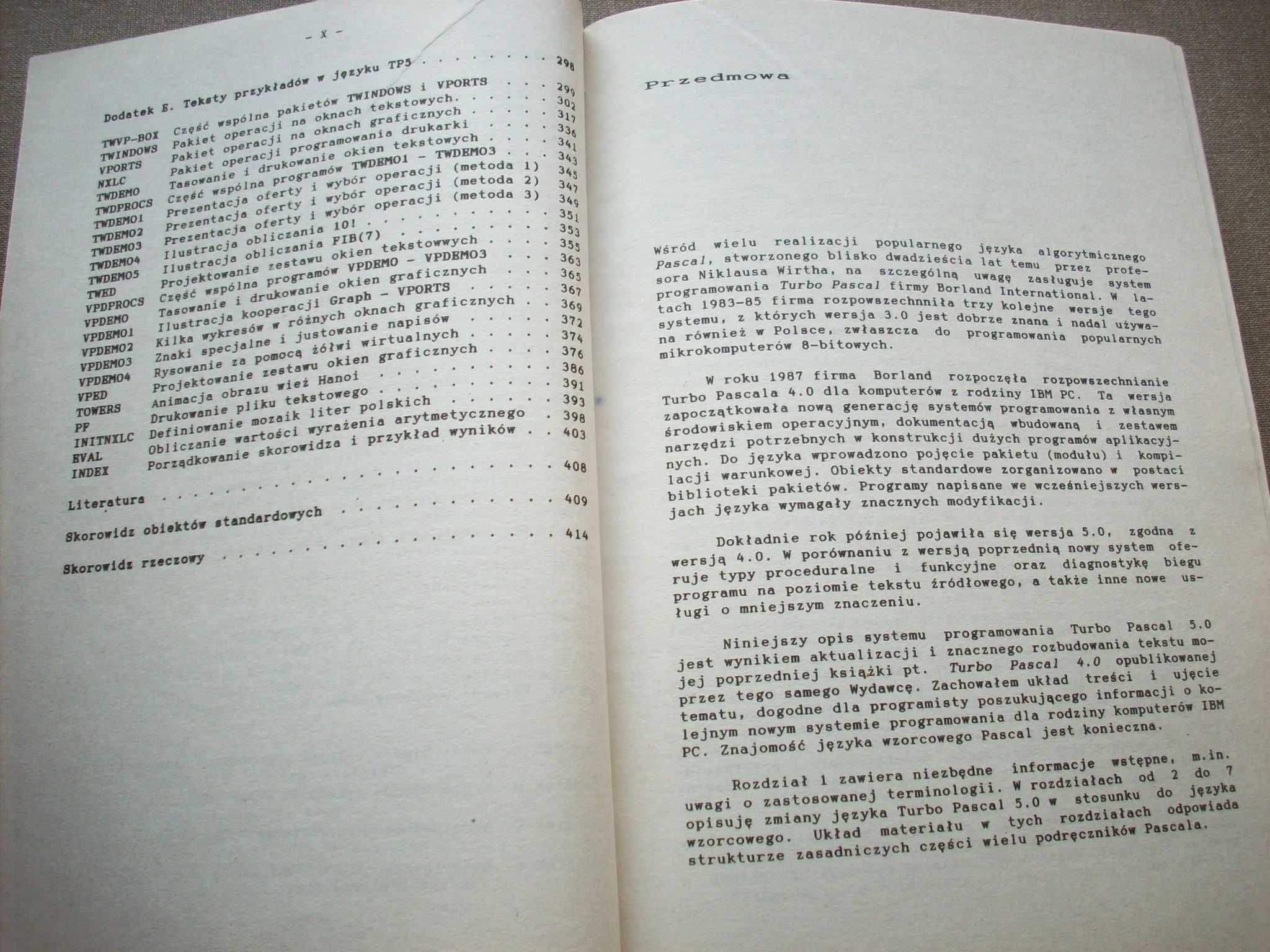 Turbo Pascal 5.0 z przykładami konstrukcji oprogramowania podstawowego