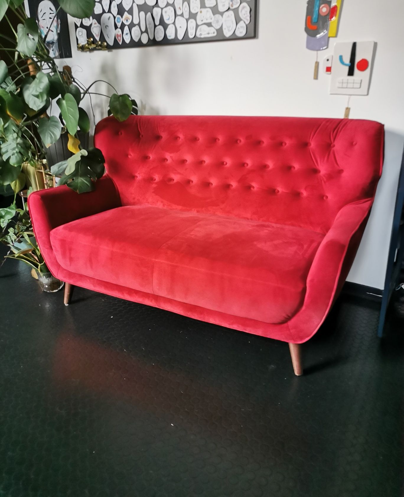 Sofa bordowa welur