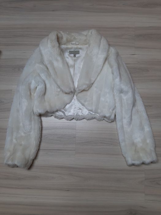 Bolerko ślubne z futerkiem kremowe rozm. 38/40