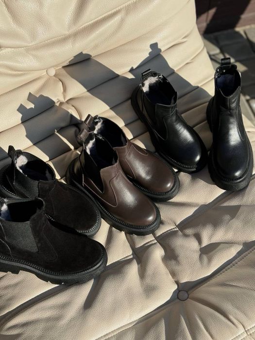 Челсі жіночі з натуральноі шкіри / замші зима Ботинки