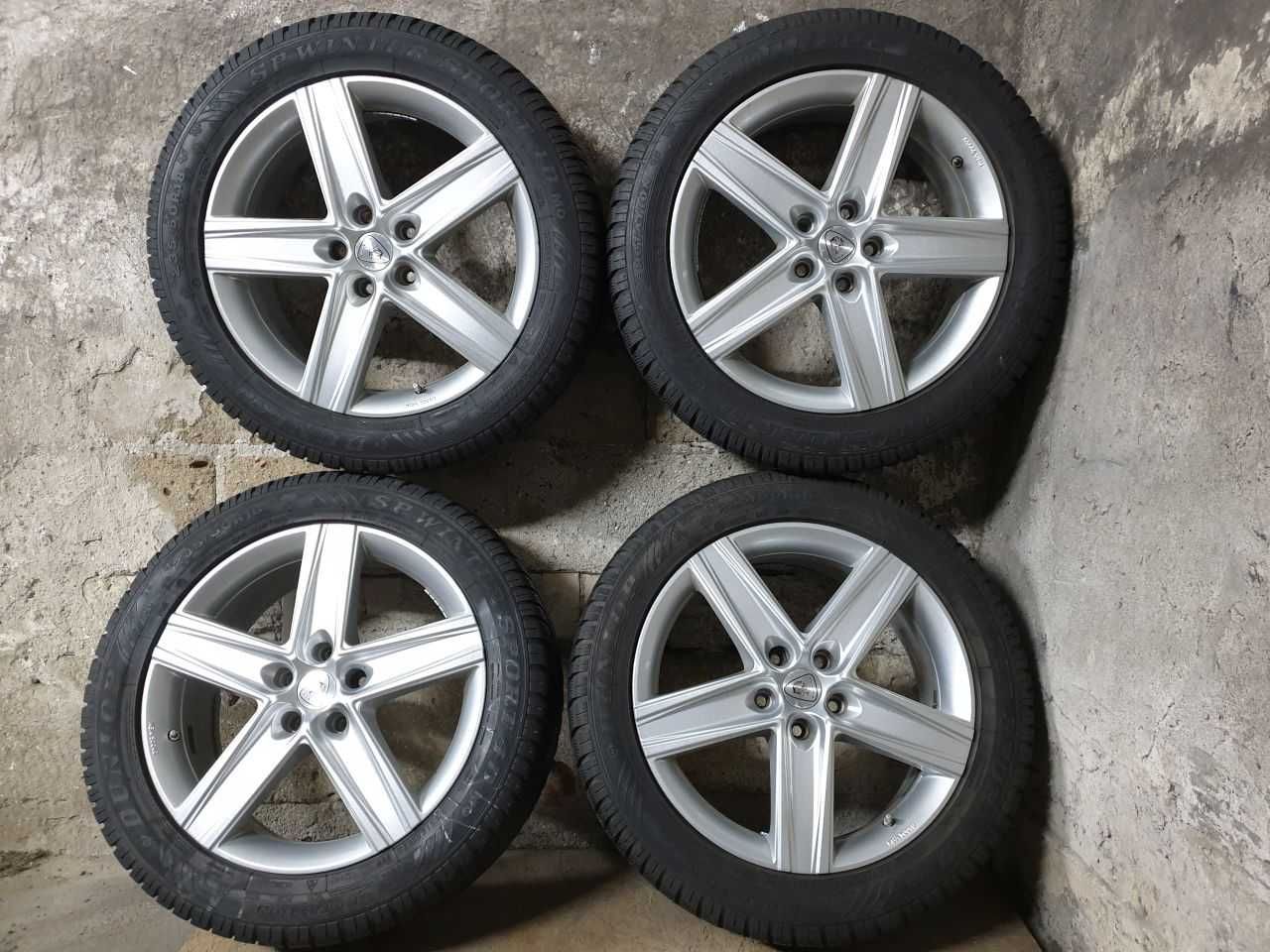 Felgi alu Aluett R18 5x112 opony zimowe 235/50R18 Dunlop 5,6mm