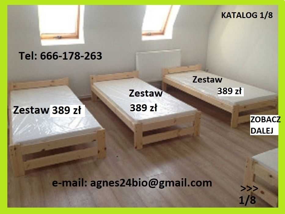 Łóżko z Materacem 90x200 80x200 dla pracowników hotelowe pracownicze