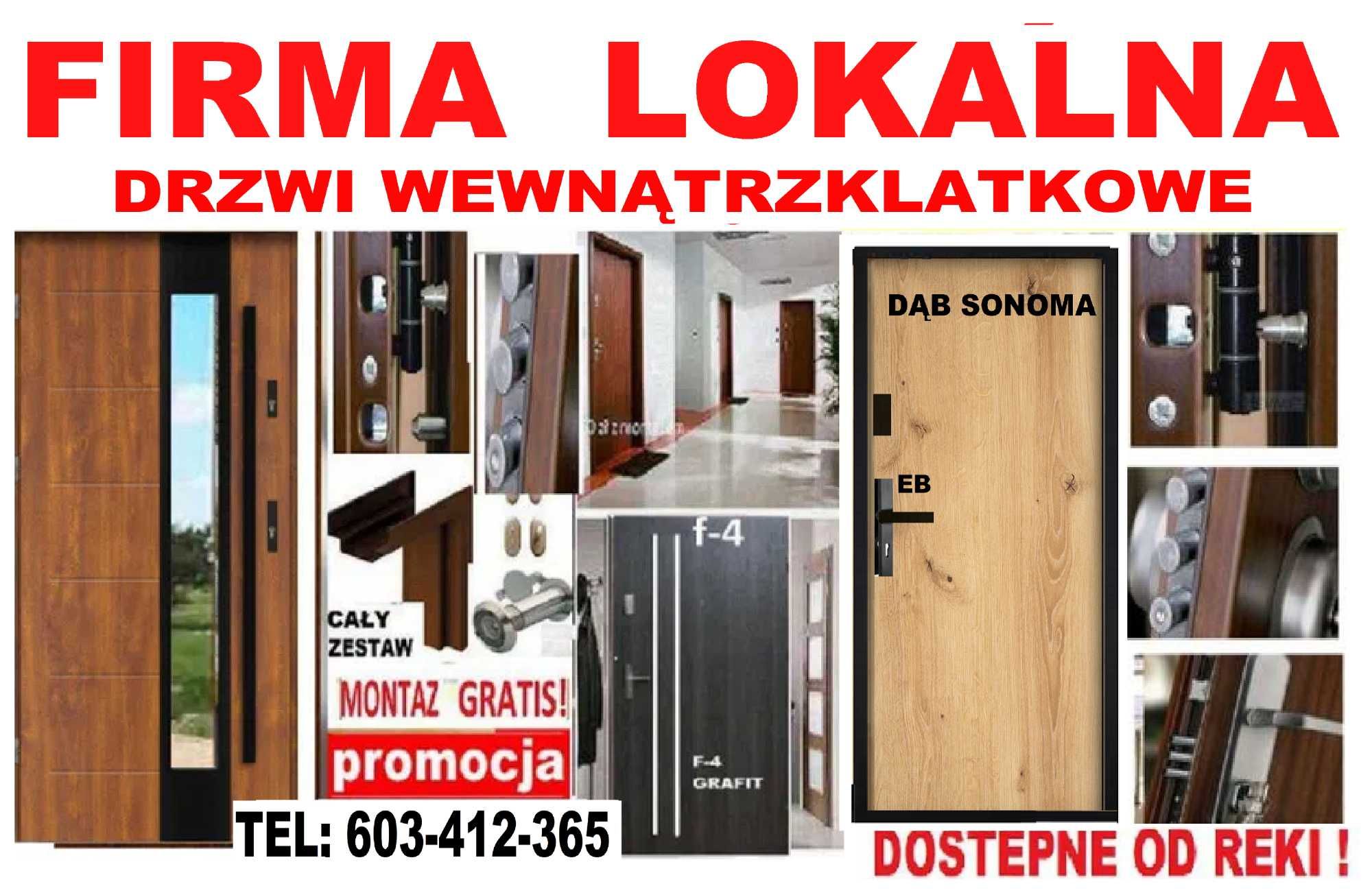 Drzwi do bloku i domu zewnętrzne wejściowe z montażem w zestawie