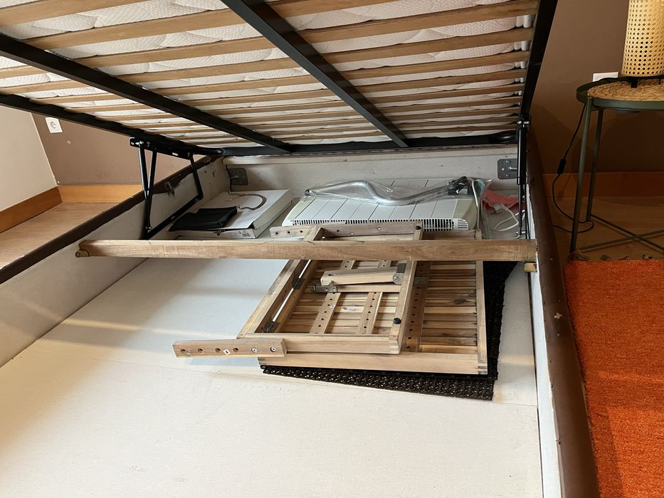 Estrutura cama com arrumação, com colchão, 140x200 cm