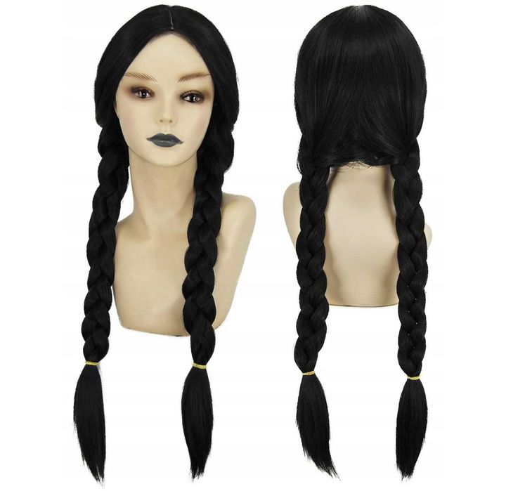 peruka Wednesday Addams - dla kobiet i dziewcząt, naturalny wygląd
