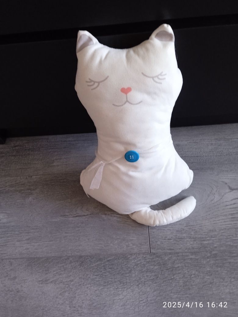 Maskotka Pluszowa Pluszak Duży Biały Kot Kotek 35 cm