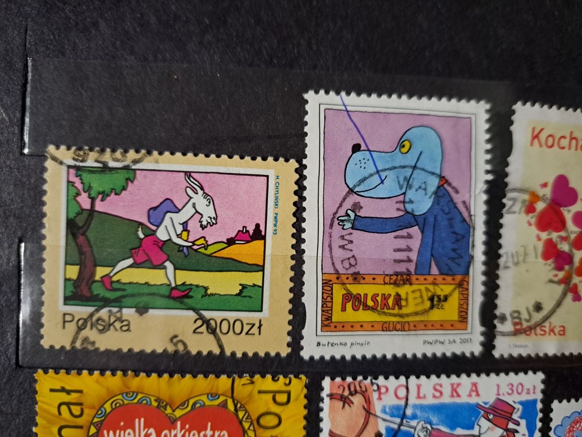Znaczki pocztowe Polskie walentynki, kocham cię, bajki,