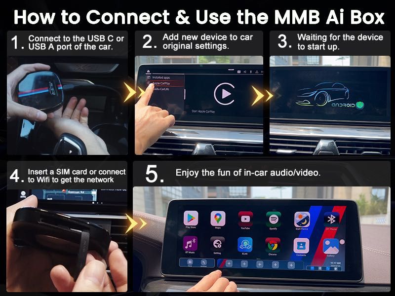 авто приставка для BMW MMB MAX Android 13 через CarPlay Ai Box 8+128G