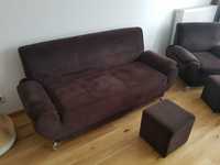 Sofa, fotel i 2 pufy