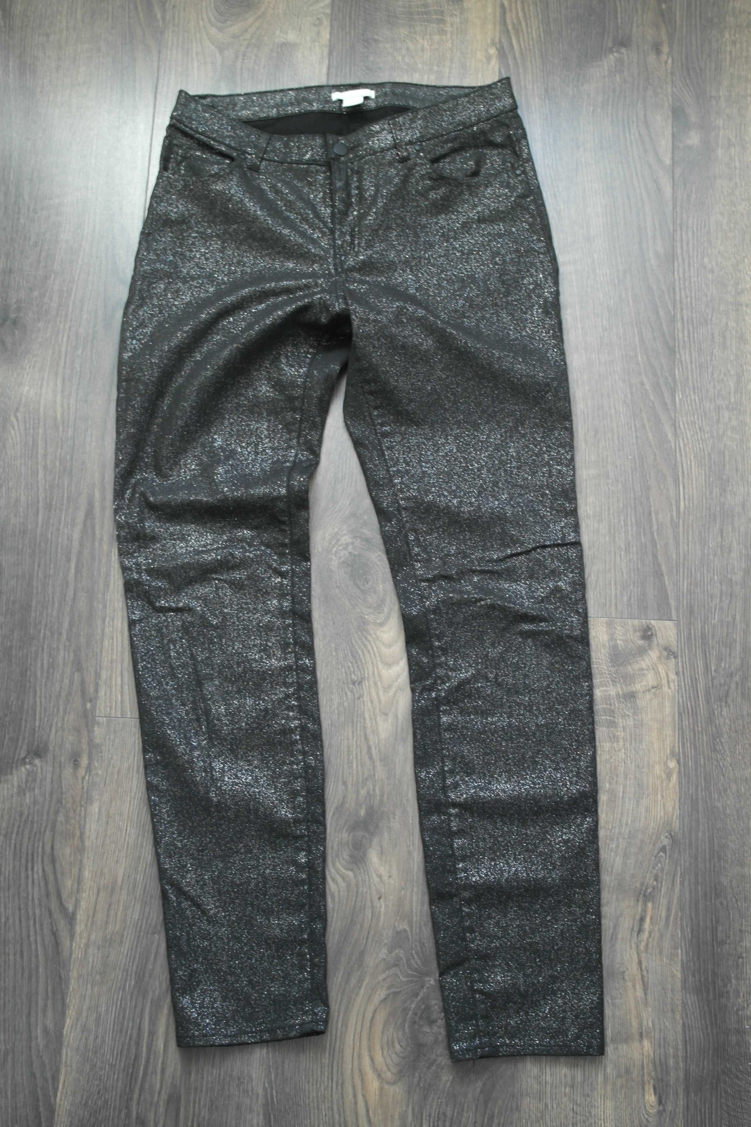 Spodnie czarne srebrna nitka H&M 38
