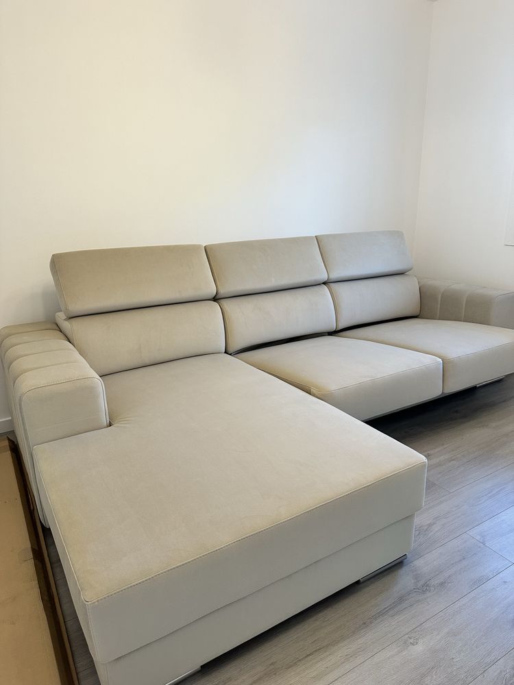 Sofá chaise longue creme/bege