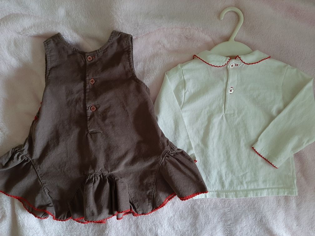 Sukienka elegancka, świąteczna, komplet Ohm&Emmy 9-12 m-cy,80 cm