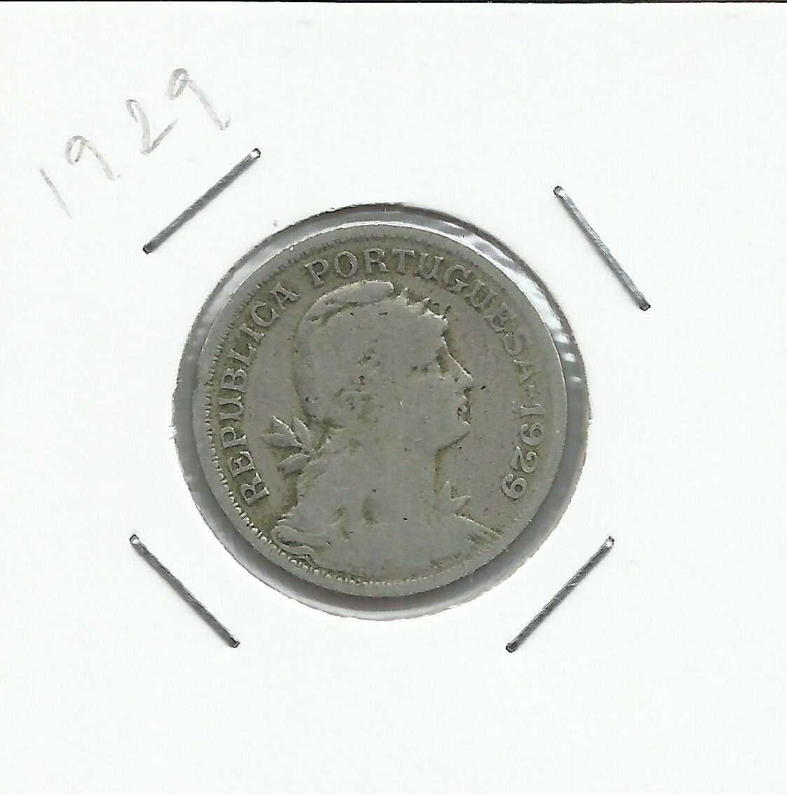 Moeda portuguesa  - 50 centavos  de 1929 – Alpaca