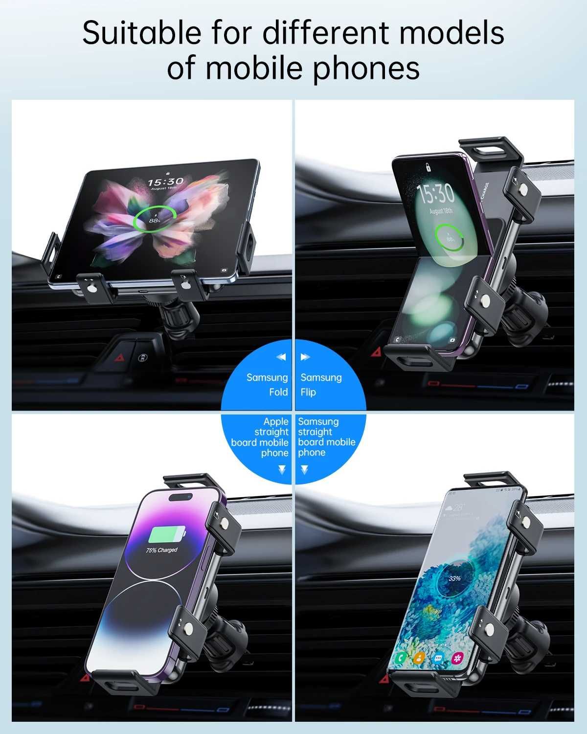 Bezprzewodowa obrotowa ładowarka samochodowa do Samsung Galaxy Z Fold