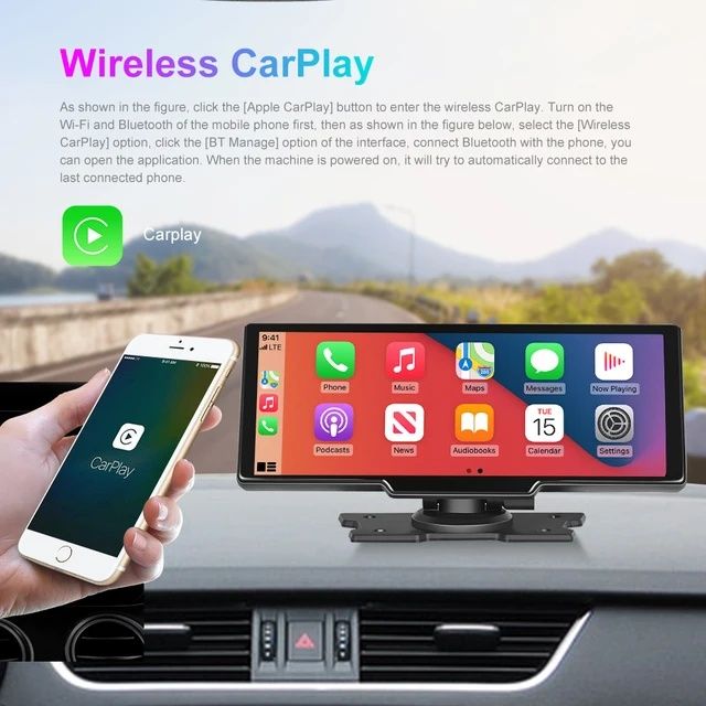 Rádio Portátil 9.3" com Câmara e Cartão ANDROID AUTO e Carplay NOVO